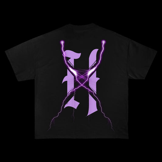 Purple Lightning T-Shirt - Blak